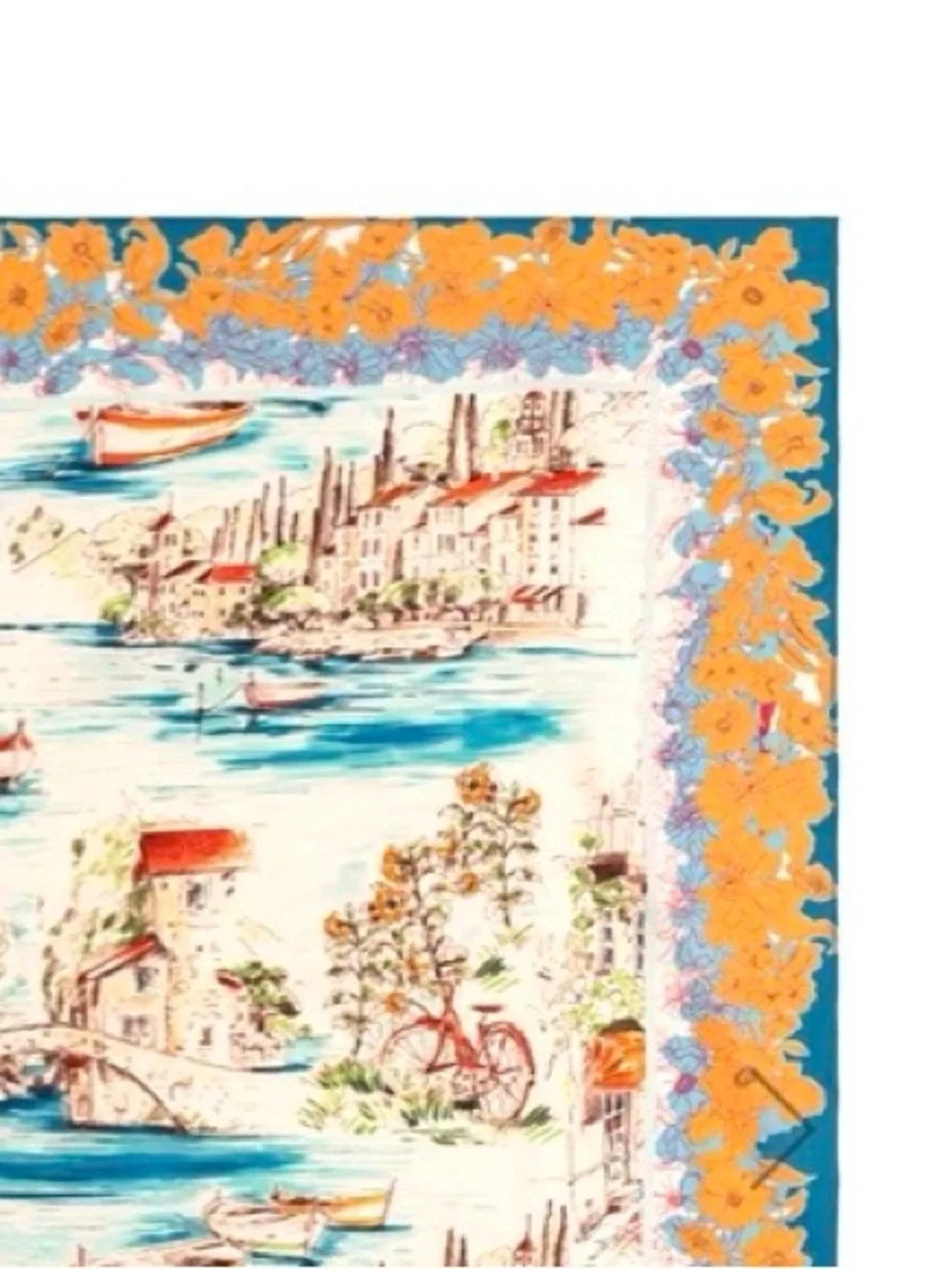 NEW Johnny Was Vakash Head Scarf Seaside Villas Bicycle Medium Cotton 35